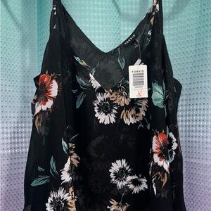 NWT Torrid 1X black floral cami tank top